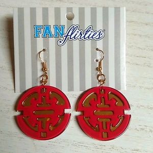 😻 3 For $15 Garnet & Gold Round Lucite Dangles